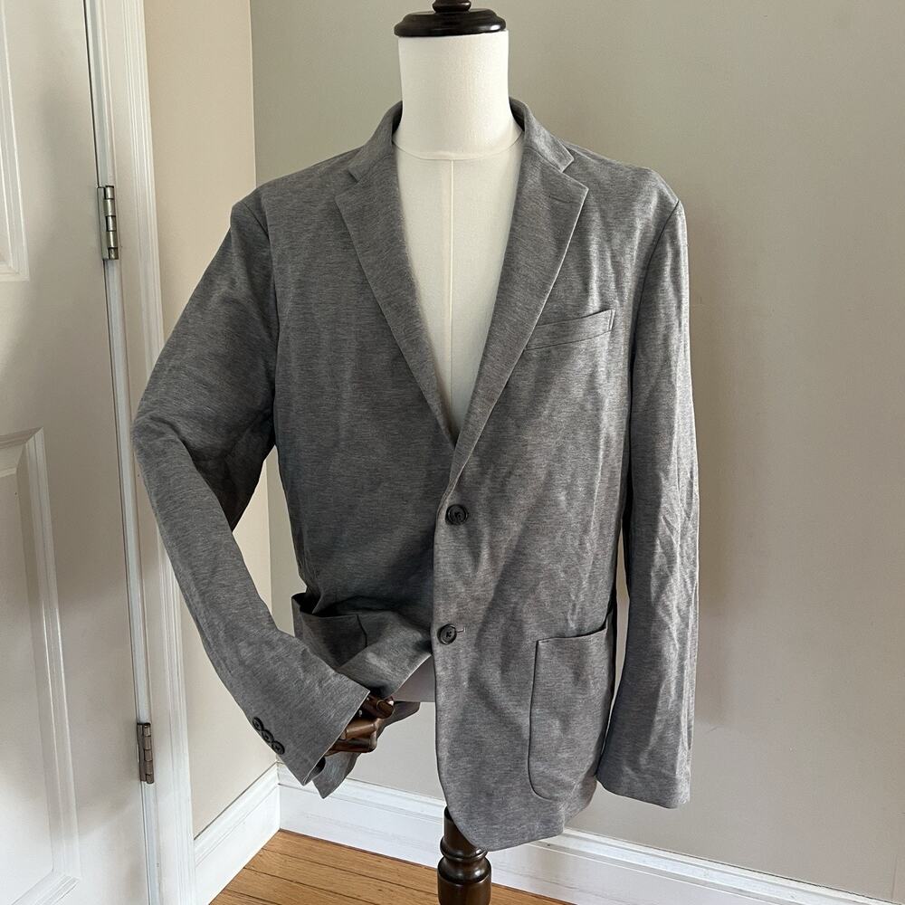 Uniqlo Blazer Jacket Men XL Gray Unstructured Sport Coat Stretch Performance